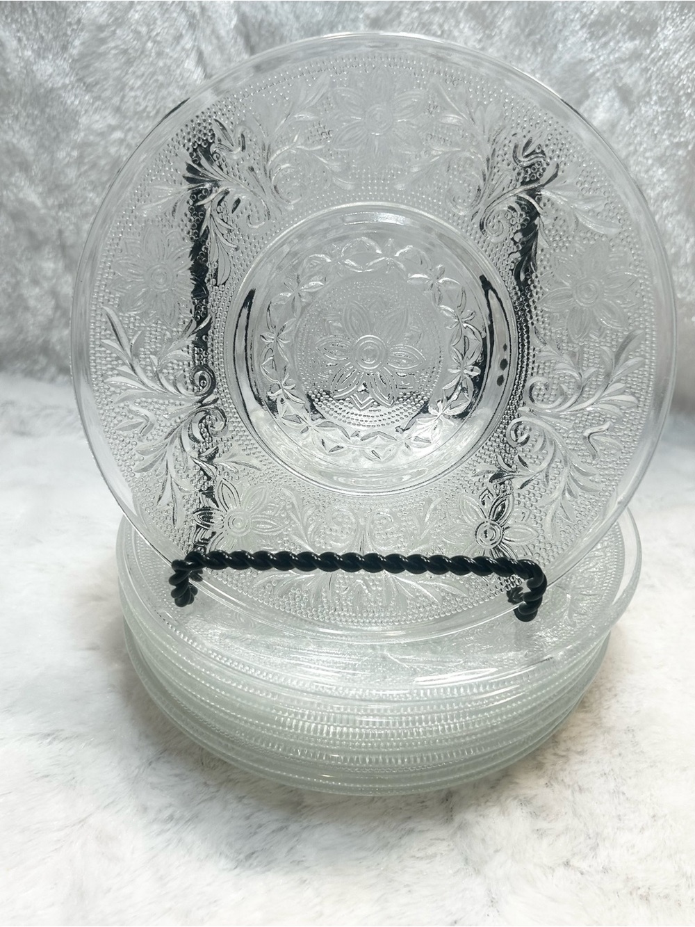 9 Vintage MCM Sandwhich Clear Glass Anchor Hocking 5 13/16" Salad Dessert Plates